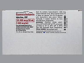 CYANOCOBALAMIN B12 MDV 1000MCG/ML 30ML (10/BX)