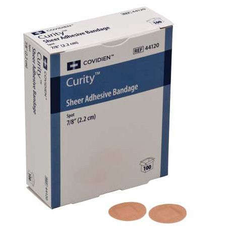 Adhesive Spot Bandage Curity™ 0.875 Inch Diameter Plastic Round Sheer Sterile