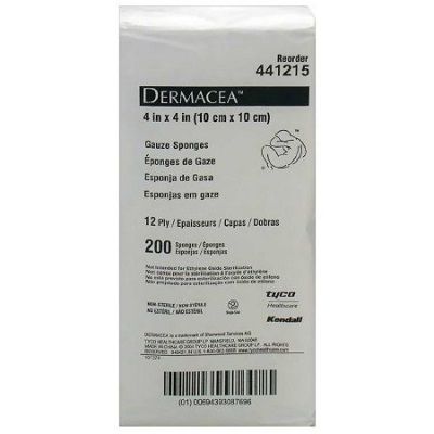 Gauze Sponge Dermacea™ Cotton 12-Ply 4 X 4 Inch Square NonSterile