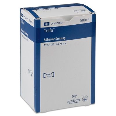 Adhesive Dressing Telfa™ 2 X 3 Inch Film / Cotton Rectangle White Sterile