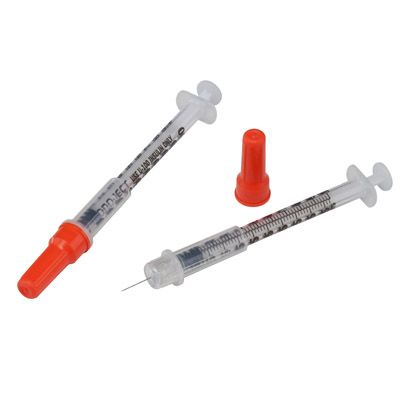 Insulin Syringe with Needle Monoject™ 1 mL 29 Gauge 1/2 Inch Attached Needle Sliding Safety Needle